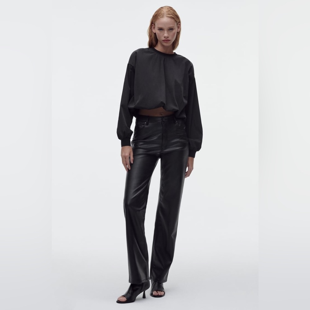 ZW 90S WIDE-LEG FAUX LEATHER TROUSERS